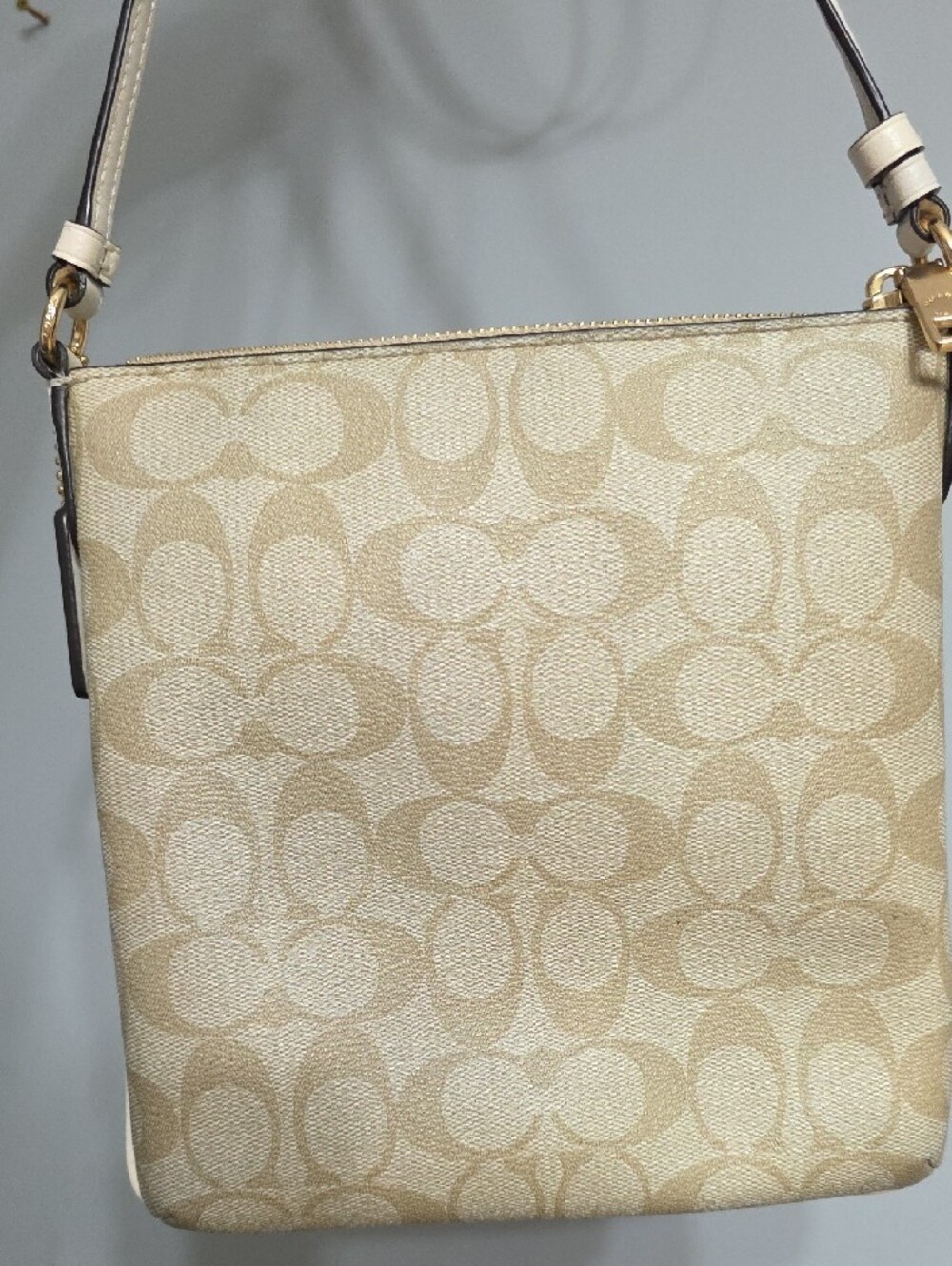 Coach Beige Signature Canvas Crossbody with Gold Accent - Picture 2 of 8